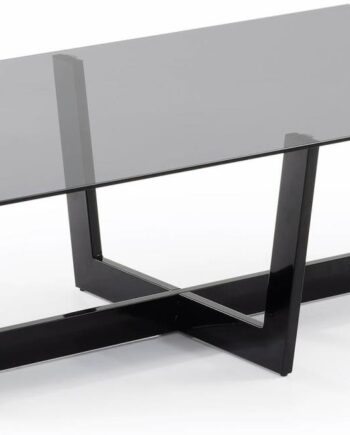Sofabord Kave Home Plam   Moderne Kaffebord   Hærdet Glas   Stål  120x70x38 Cm  Sort Klar