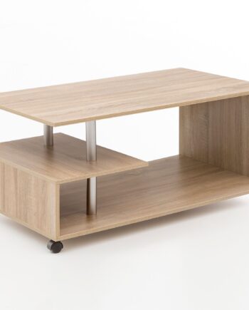 Sofabord Med Hjul  105   48     60 Cm  Naturfarvet