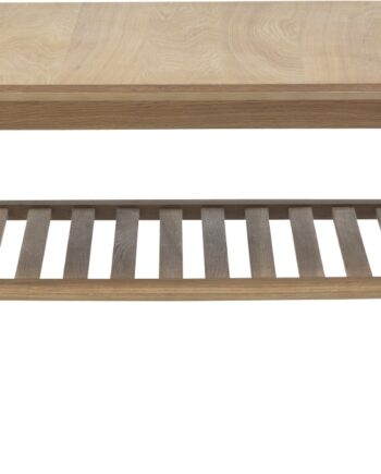 Sofabord Nordique Design Rho   Lænestuebord   Natur H45   B110   D70 Cm  Mdf Med Egetræsfiner  Massiv Eg  Hylde Med Lameller