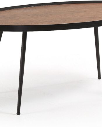Sofabord Og Kaffebord Kave Home Kinsley Valnødfiner Og Sort Metal 102x56x43 Cm