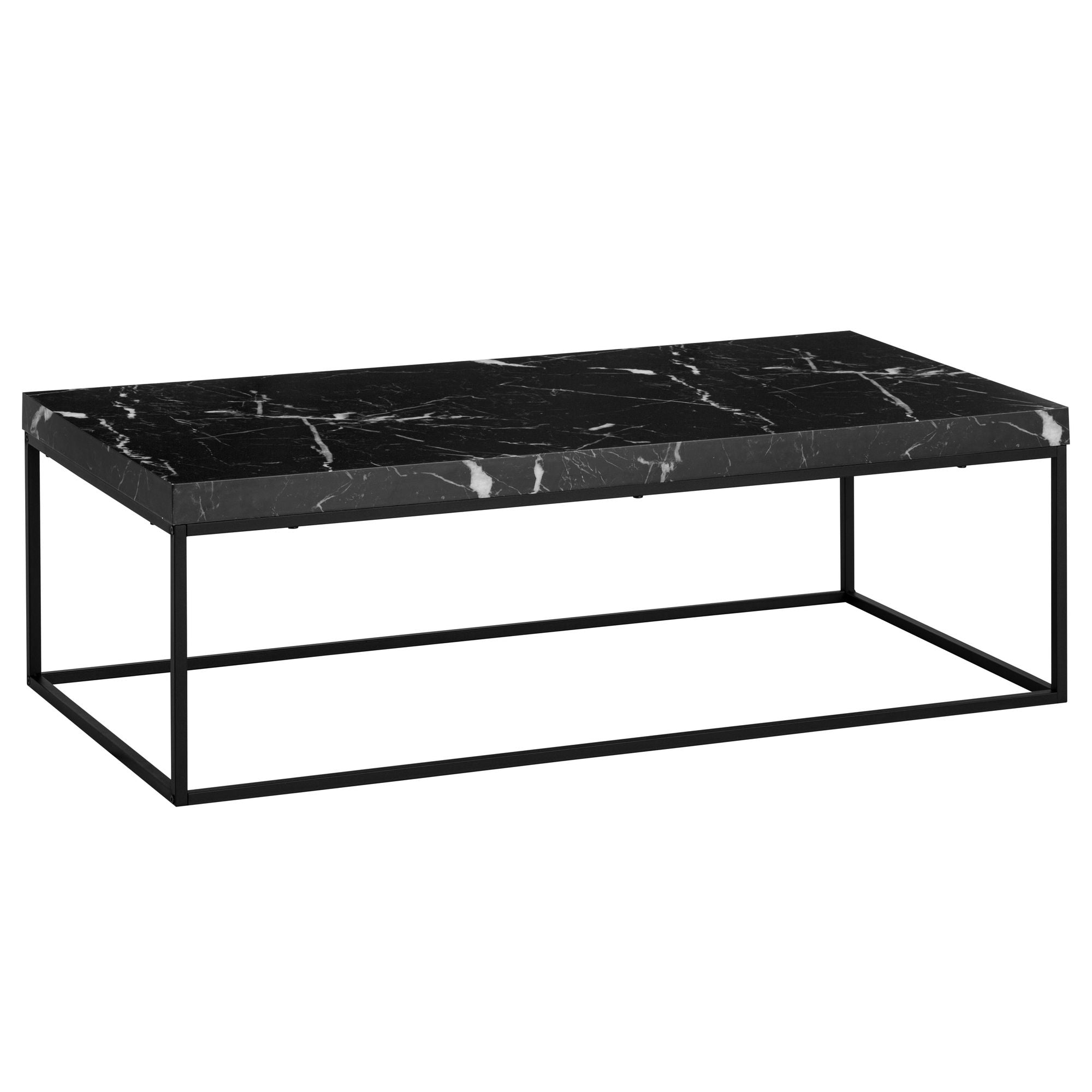 Sofabord Sort Marmorlook 120x60 Cm Moderne Stuebord Med Metalben