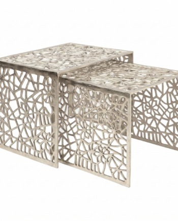 Sofabordssæt   Stk    Sølvfarvet Aluminium   Moderne Designborde   Metal