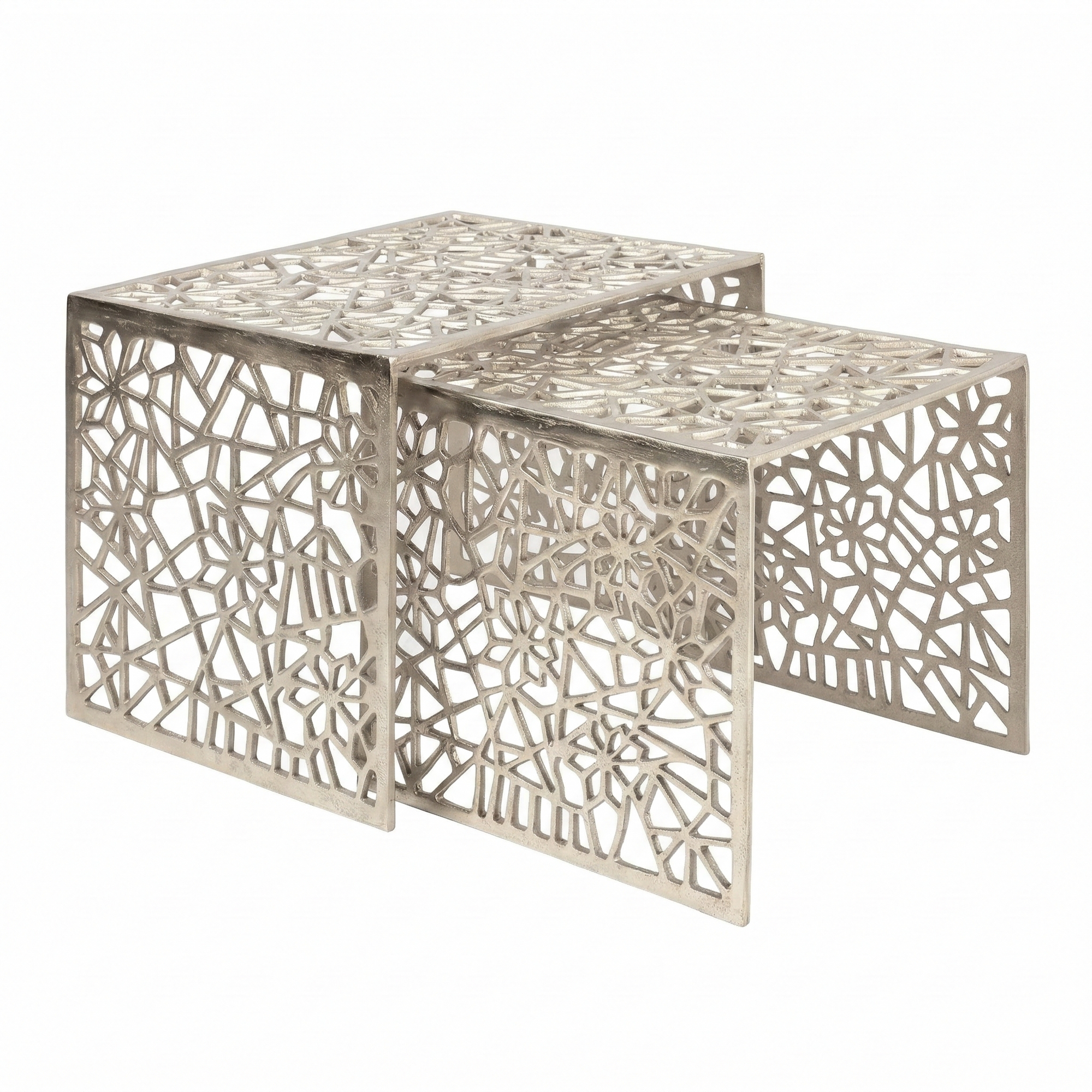 Sofabordssæt Stk Sølvfarvet Aluminium Moderne Designborde Metal