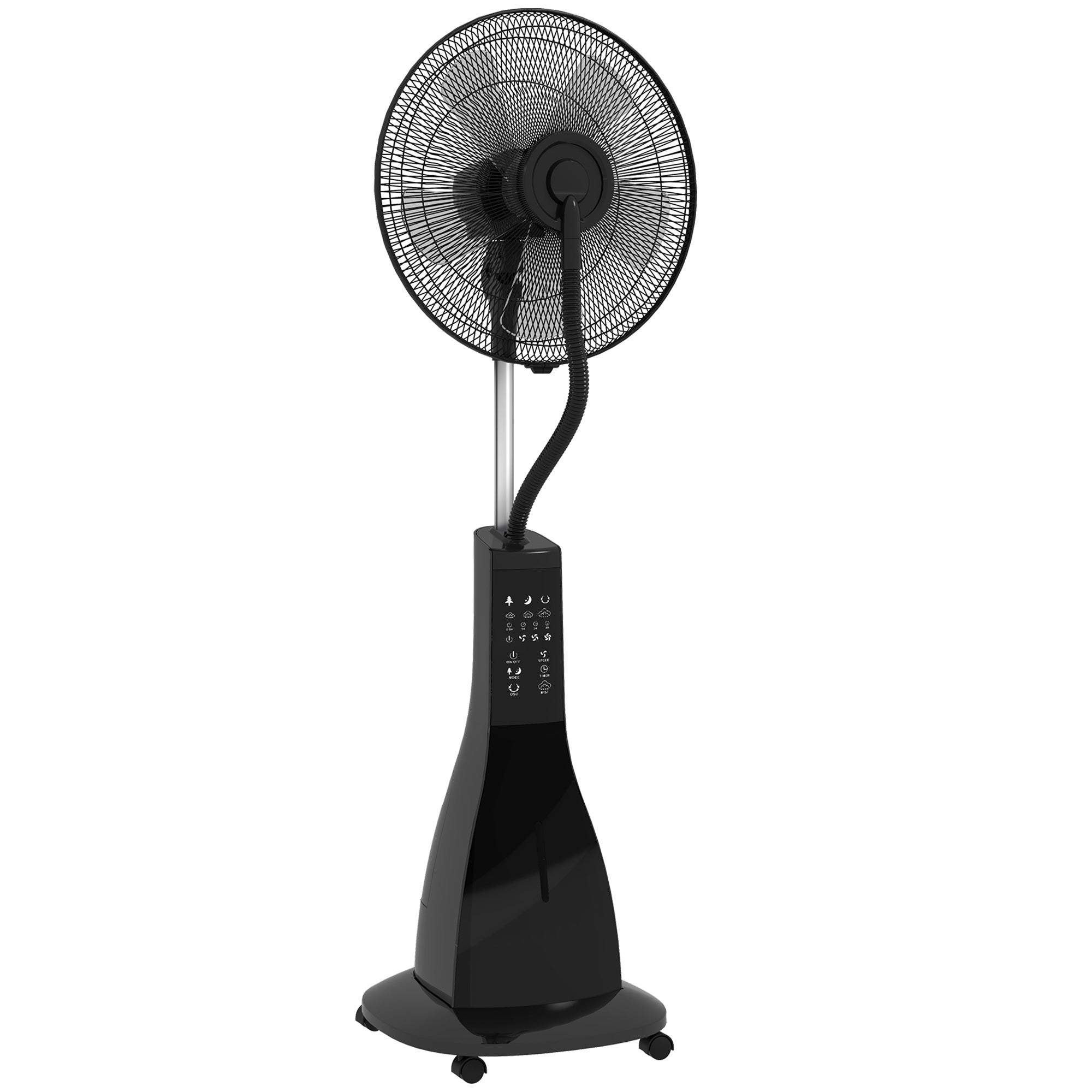 Sokkelventilator Med Befugtning Stille Bærbar Fjernbetjening Sort