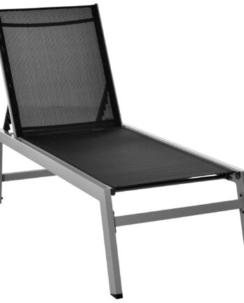 Solseng  Havestol  Justerbar Ryglæn Med   Positioner  Aluminium  Sort  202   65   43 Cm