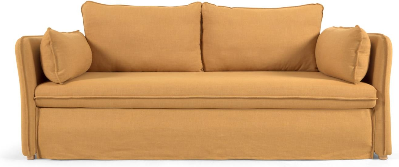 Sovesofa Kave Home Tanit Med Trundle Sennepsgul Stof 210 100 Cm Nordisk Moderne Stil