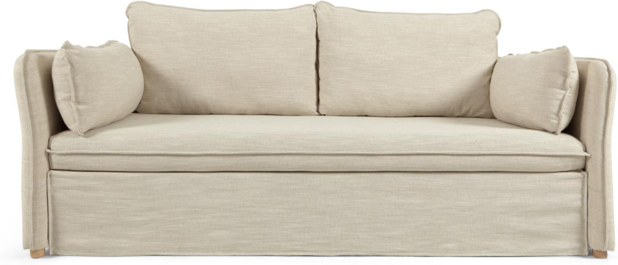 Sovesofa Kave Home Tanit -personers Lys Beige Hørstof Moderne Nordisk Design Med Skum-madras Og Aftageligt Betræk