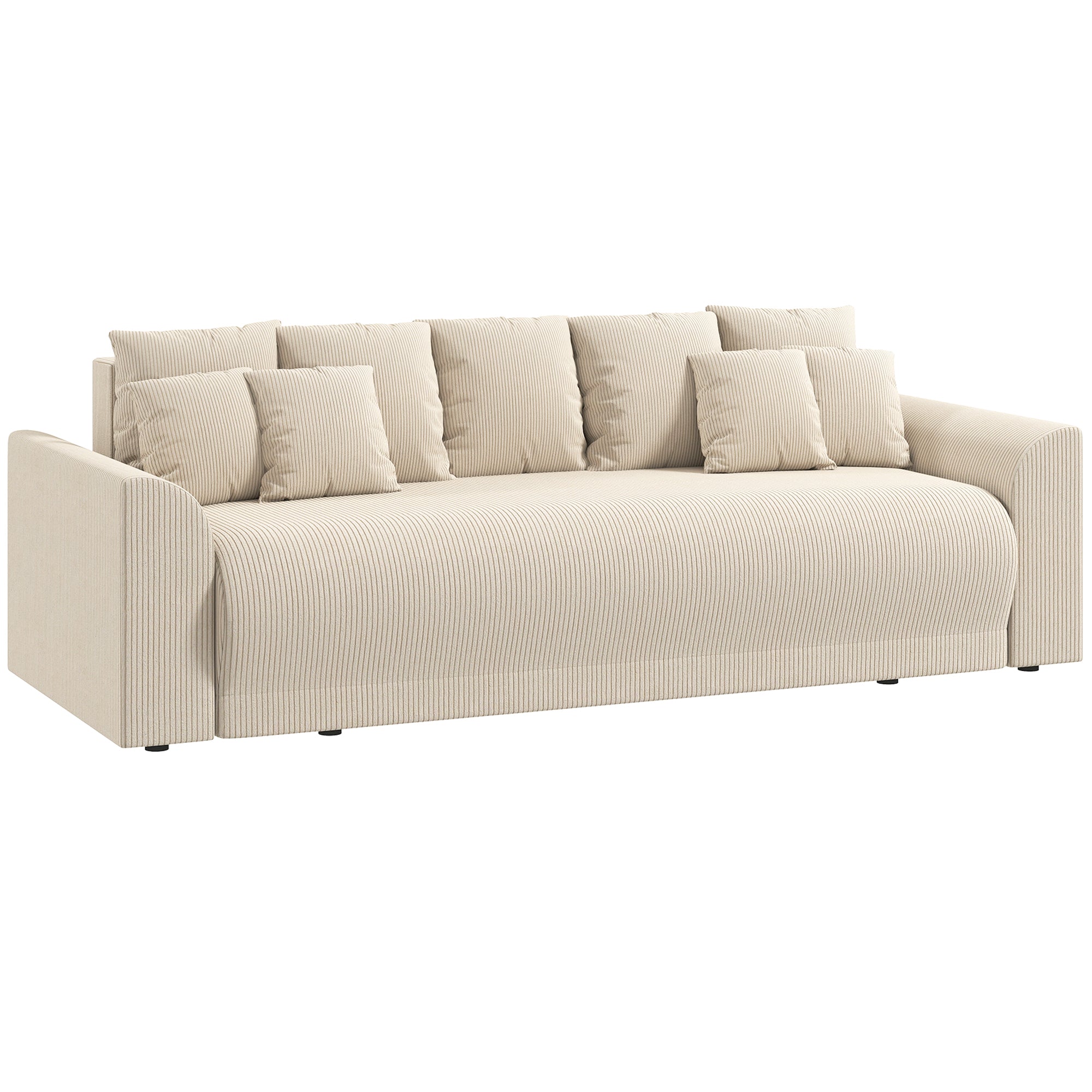 Sovesofa 190x150cm -personers Sofa Med Sovefunktion Hynder Opbevaringsplads Corduroy-look Til Stuen Beige