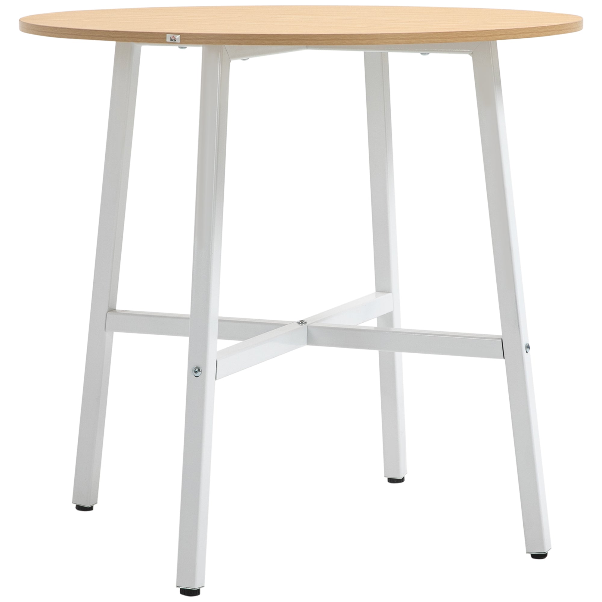 Spisebord Industriel Stil Afrundet Design Stabilt Op Til 60 Kg 80 76h Cm Naturtræ Hvid