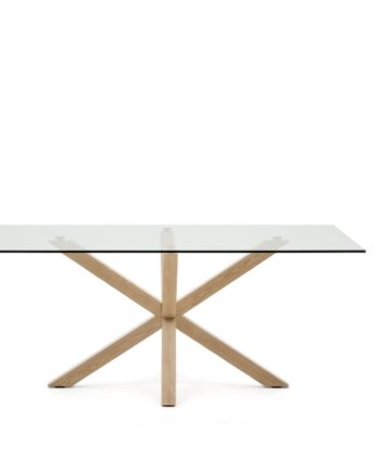 Spisebord Kave Home Argo Med Hærdet Glasbordplade Og Stålben 180x100 Cm Nordisk Moderne Design
