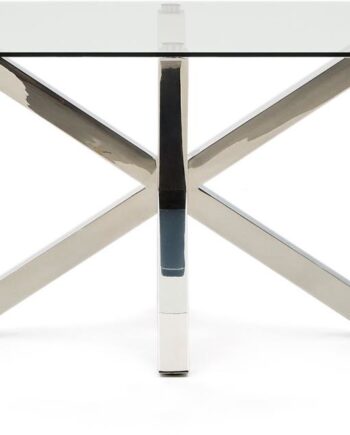 Spisebord Kave Home Argo 160x90x75 Cm Hærdet Glas Bordplade   Rustfrit Stålstel Inkl  Justerbare Fødder Moderne Klart Sølv