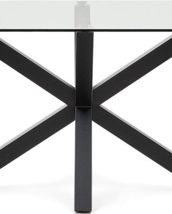 Spisebord Kave Home Argo 160x90x75 Cm Hærdet Glas Og Sort Pulverlakeret Stålstel Moderne Design