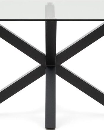 Spisebord Kave Home Argo 200x100x75 Cm Hærdet Glas Sort Pulverlakeret Stålstel
