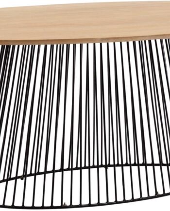 Spisebord Kave Home Leska Oval Massivt Mangotræ Og Mat Sort Metalstel 200x110 Cm