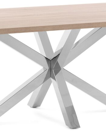 Spisebord Kave Home New Argo 160x100 Cm Melamin Egetræ Finish Sølv Krydsstel