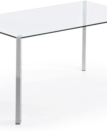 Spisebord Kave Home Spot   Klart Hærdet Glas Bord Med Forkromet Stel  162x92 Cm