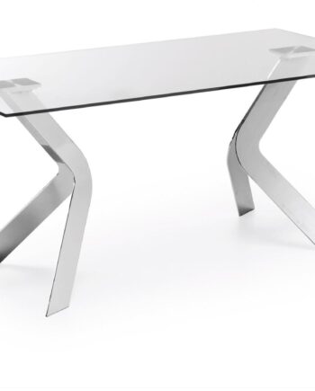 Spisebord Kave Home Westport Hærdet Glas Stål Kromfinish 180x90 Cm Til   Personer