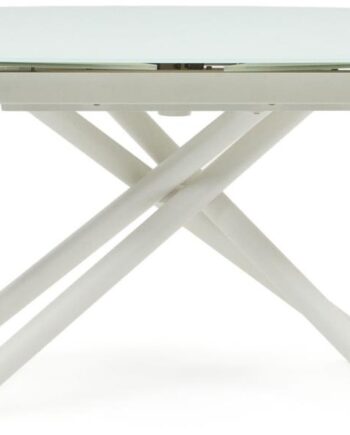 Spisebord Med Udtræk Forlængerbord Kave Home Yodalia 130-240 Cm Hvidt Hærdet Glas Stålben