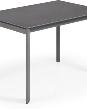 Spisebord Med Udtræk Kave Home Axis 120 180 Cm Mørkegrå Keramisk Bordplade Glas Stålben