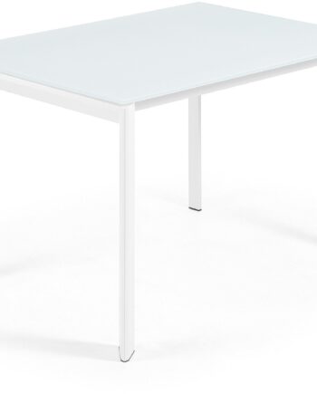Spisebord Med Udtræk Kave Home Axis  Frosted Hærdet Glas Og Stål  Grå  120x80x76 Cm  Til   Personer