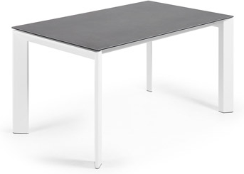 Spisebord Med Udtræk Kave Home Axis   Porcelæns- Og Glasbordplade  Epoxy-stålstel  140x90 Cm  Mørkegrå Hvid  Til  -  Personer