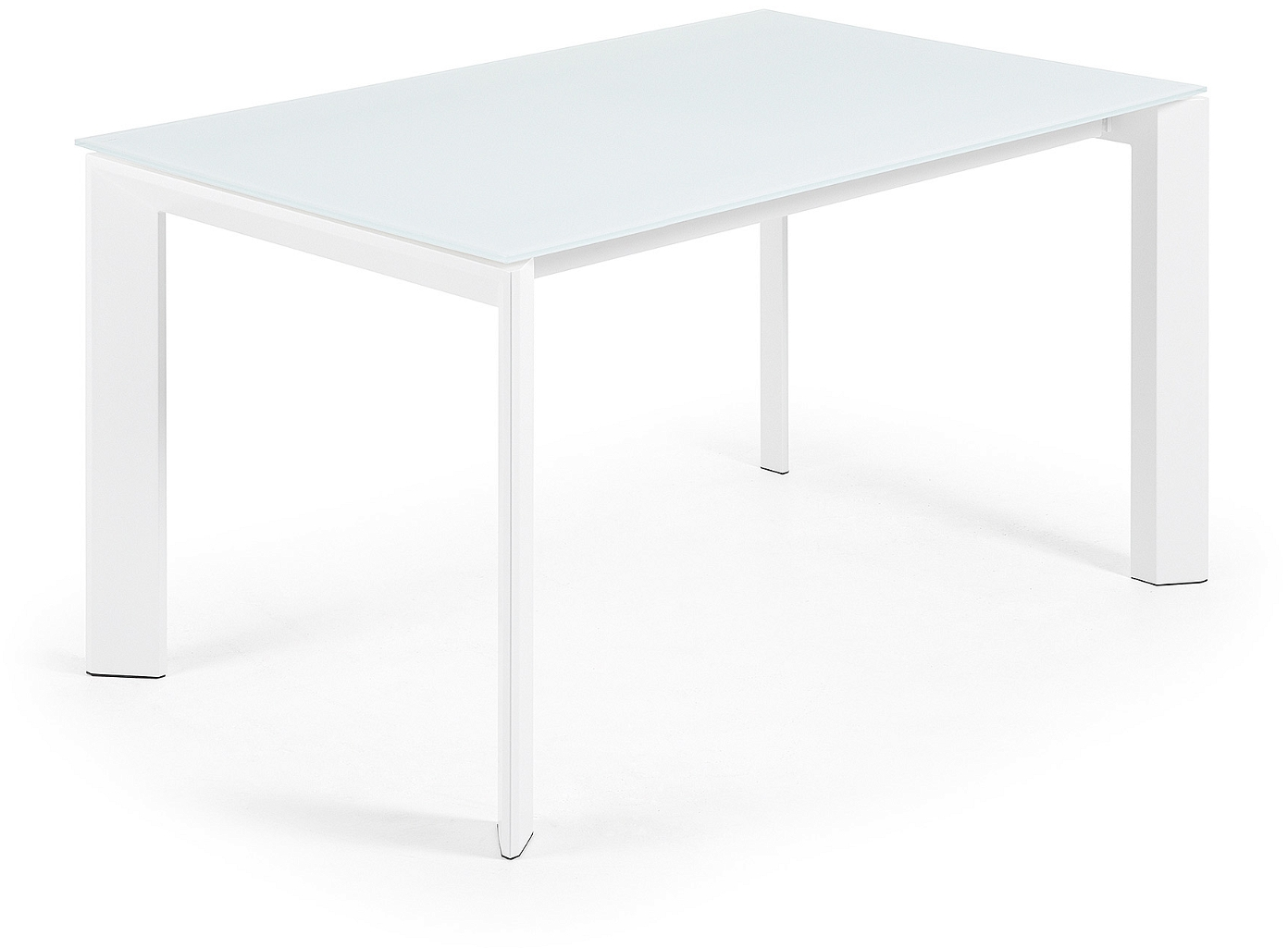 Spisebord Med Udtræk Kave Home Axis 140-200 90 Cm Hvid Frostmattet Glas Og Stål