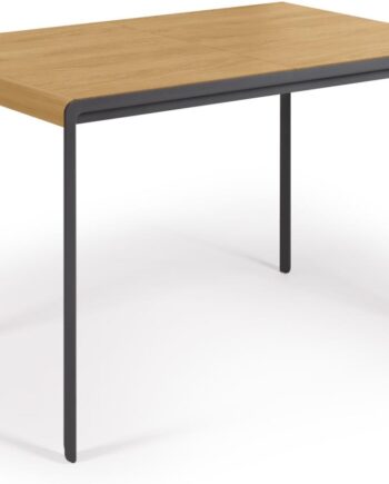 Spisebord Med Udtræk Kave Home Nadyria 160x80 Cm Naturfarvet Egfineret Mdf Og Sort Pulverlakeret Stål