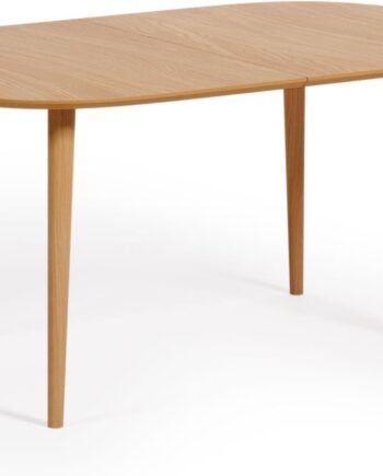 Spisebord Med Udtræk Kave Home Oqui   Egetræsfinér Bordplade  Gummitræsben  Nordisk Moderne Design