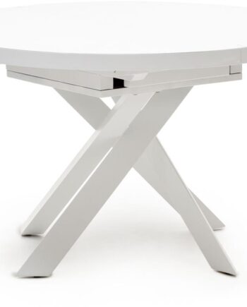 Spisebord Med Udtræk Kave Home Vashti   Hvidt Tempereret Glas   Stål 120-240 Cm