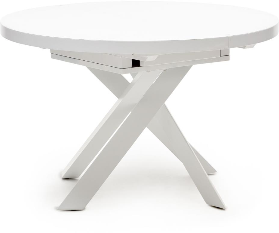 Spisebord Med Udtræk Kave Home Vashti Hvidt Tempereret Glas Stål 120-240 Cm