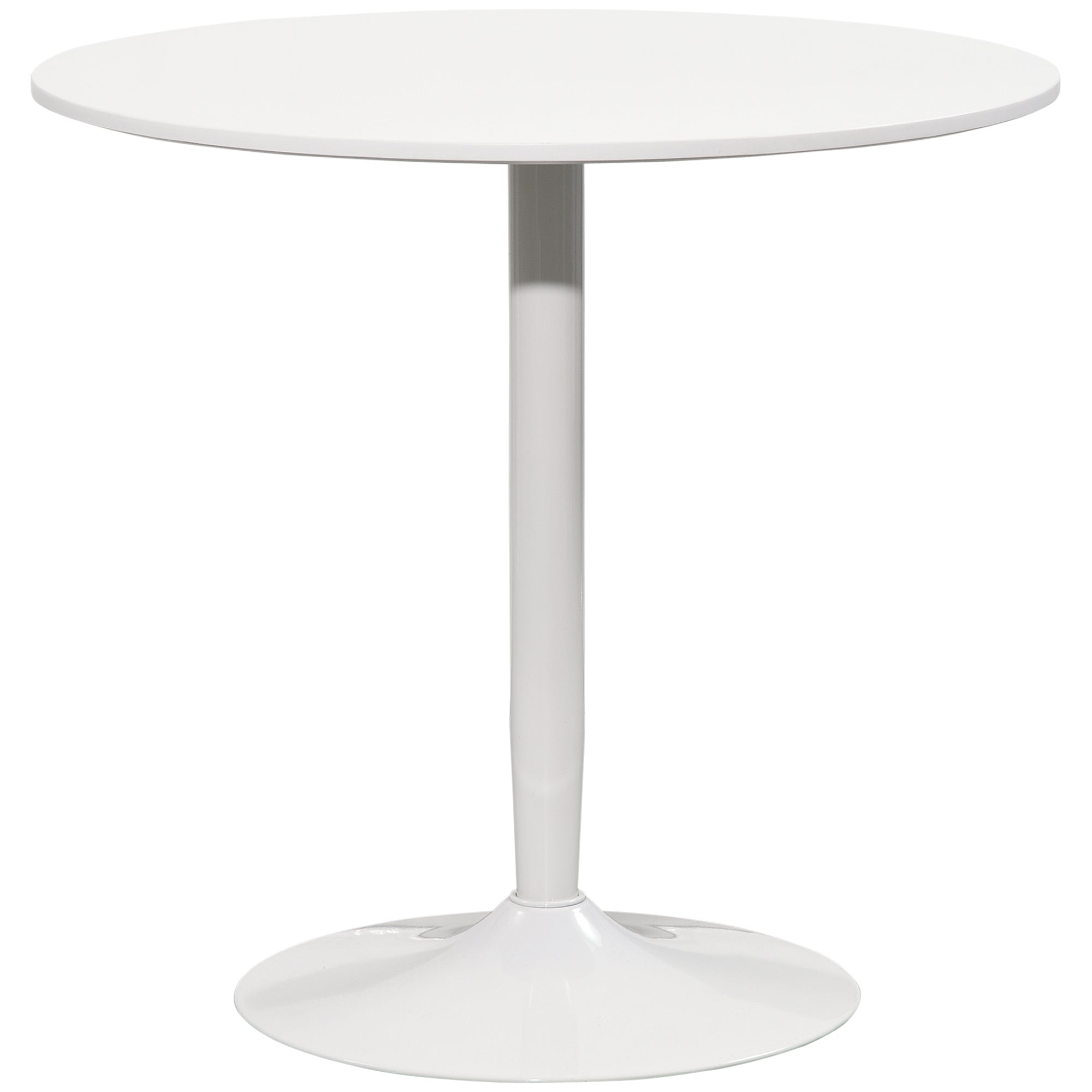 Spisebord Til Personer Rund Bordplade 80 Cm Mdf Og Stål Skridsikker Hvid 75h Cm
