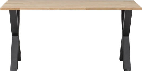 Spisebord Woood Tablo Alkmaar Massivt Plankebord Egetræ Natur Med Sorte Krydsben 180x90 Cm