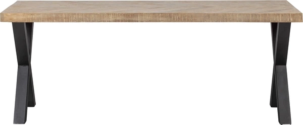 Spisebord Woood Tablo Plankebord Mangotræ Med Sildebensmønster Kalkvasket Finish 180ã 90 Cm Natur Matsort Krydsben