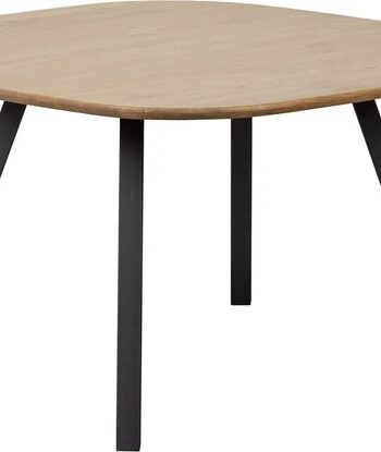 Spisebord Woood Tablo Rundt Plankebord   Fsc-certificeret Eg ø130   H75 Cm Med Sorte Metalben