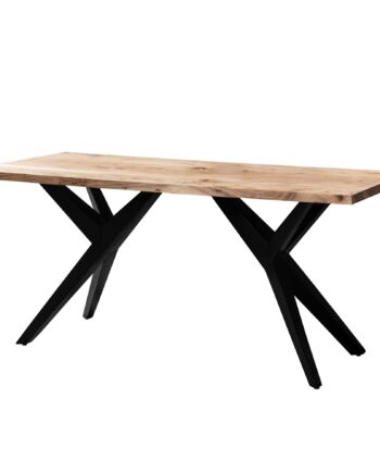 Spisebord 120x60 Cm   Massivt Akacietræ   Rektangulært Designbord Med Metalben