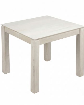 Spisebord 80x80 Cm   Massivt Mangotræ   Kvadratisk White Wash Træbord