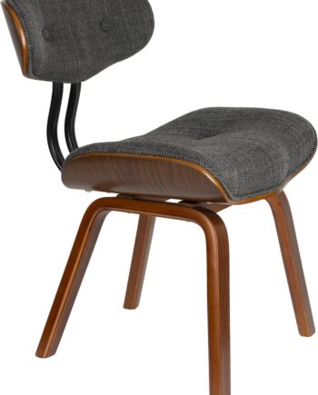 Spisebordsstol Dutchbone Blackwood Mudderbrun Polstret Bøjet Poppeltræ 1950er Vintage