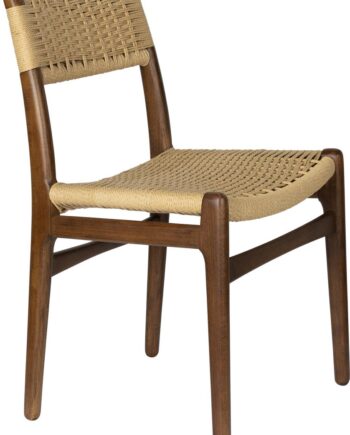Spisebordsstol Dutchbone Cecile Kaffebrun Bøgetræ Med Vævet Kord-sæde Vintage Design Fuldt Samlet