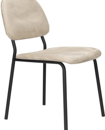 Spisebordsstol Dutchbone Darby Polstret Polyester Lysgrå Med Sorte Ben Retro Design