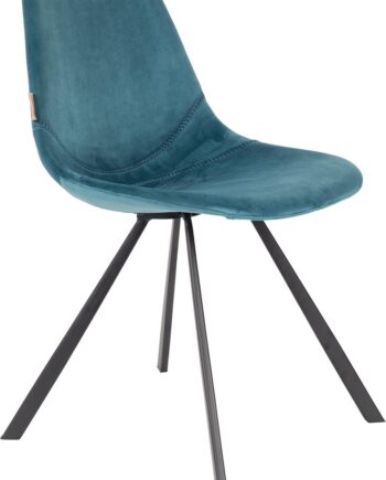 Spisebordsstol Dutchbone Franky   Blå Polstret Polyester  Sort Stålstel  H83   B46   L56 Cm
