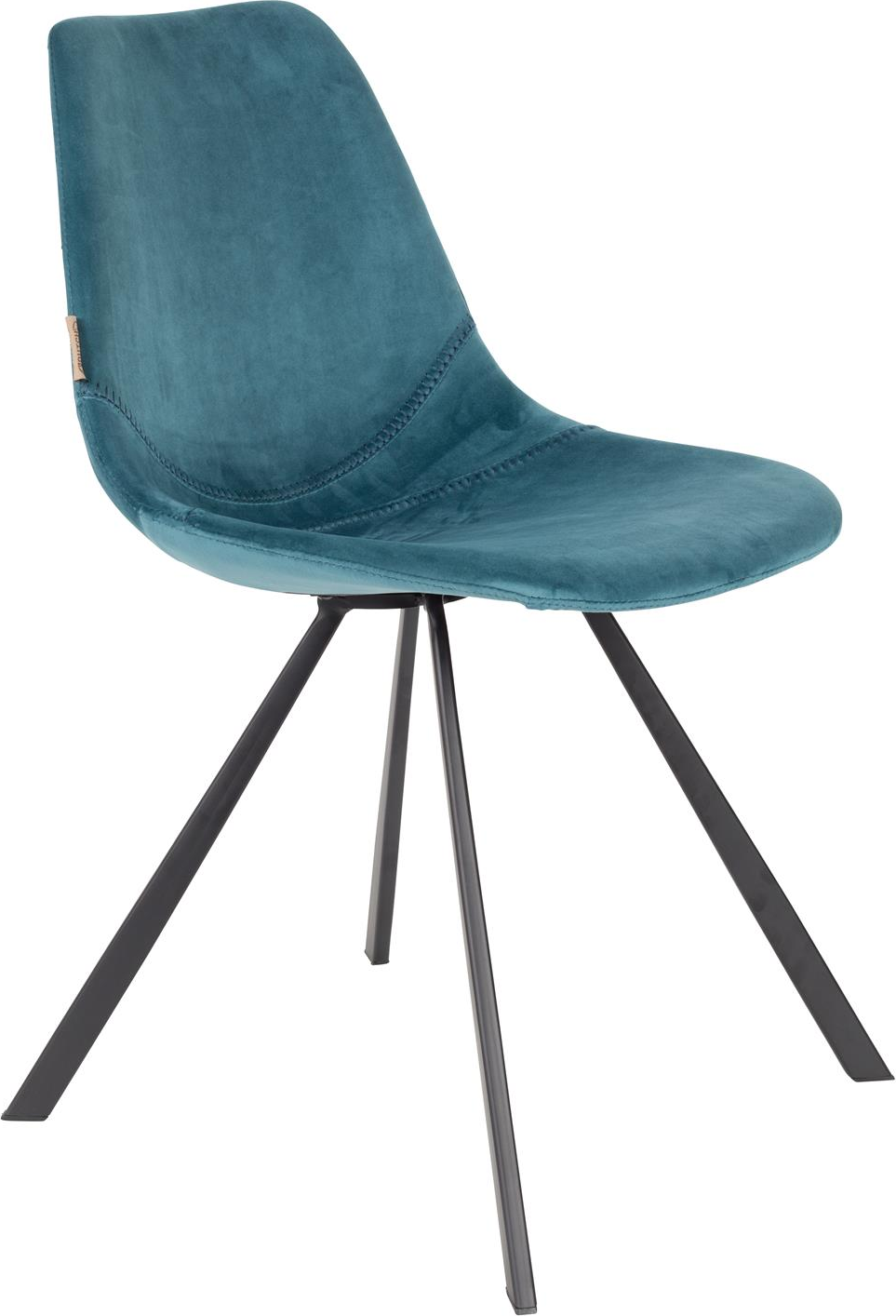 Spisebordsstol Dutchbone Franky Blå Polstret Polyester Sort Stålstel H83 B46 L56 Cm