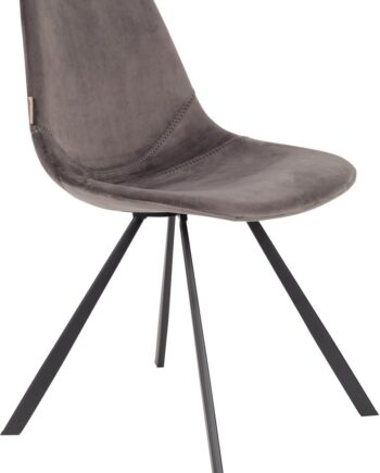 Spisebordsstol Dutchbone Franky Mørkegrå Polyester Stof Stålbase Vintage æstetik Komfortabelt Ryglæn Håndlavet Kvalitet