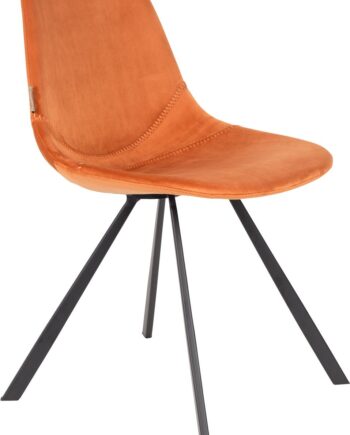 Spisebordsstol Dutchbone Franky Spisestuestol  Brændt Orange Polstret Polyester Stålunderstel Vintage Design