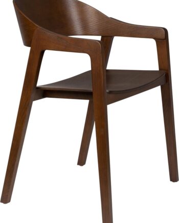 Spisebordsstol Dutchbone Westlake   Mørkebrun Egetræ Med Armlæn Og Ryglæn H76 B58 D52 Cm