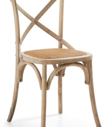 Spisebordsstol Kave Home Alsie   Massivt Birketræ Med Flettet Rattan Natur Vintage Kolonial Stil