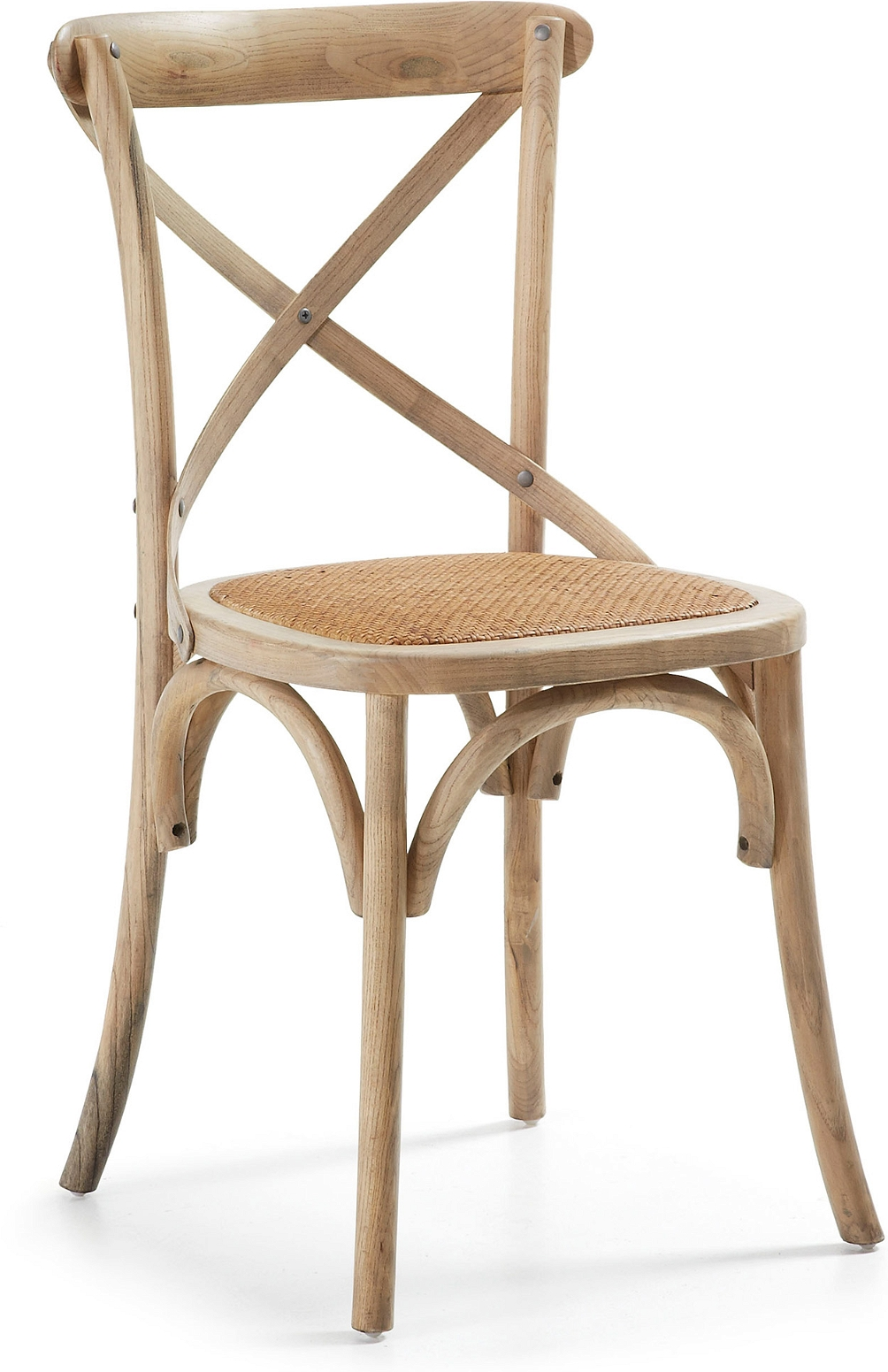 Spisebordsstol Kave Home Alsie Massivt Birketræ Med Flettet Rattan Natur Vintage Kolonial Stil