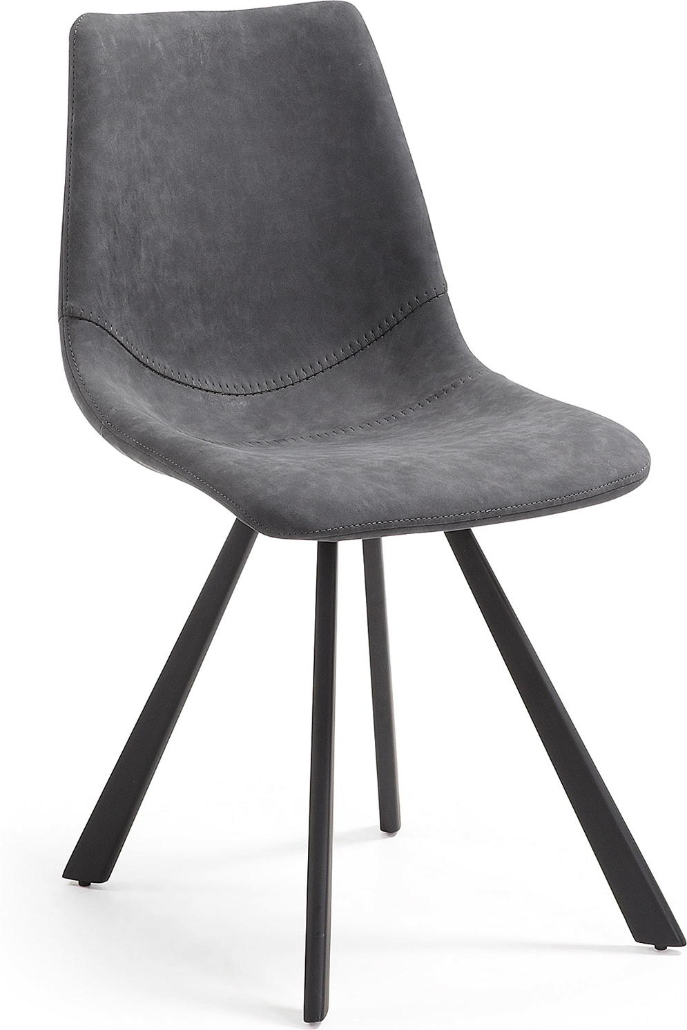 Spisebordsstol Kave Home Alve Nordisk Design Sort Syntetisk Læder Med Pulverlakerede Stålben