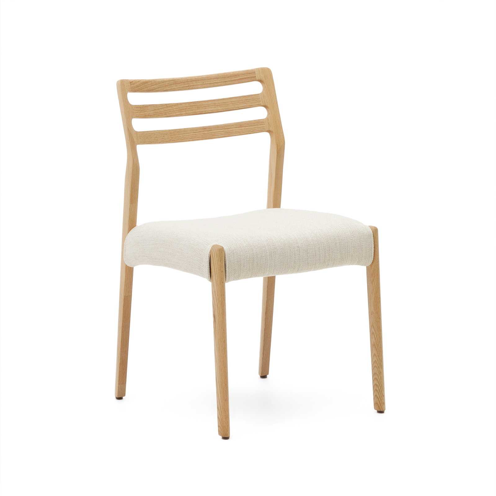 Spisebordsstol Kave Home Cudia Nordisk Design   Fsc-certificeret Egetræ Med Aftageligt Beige Chenille Betræk