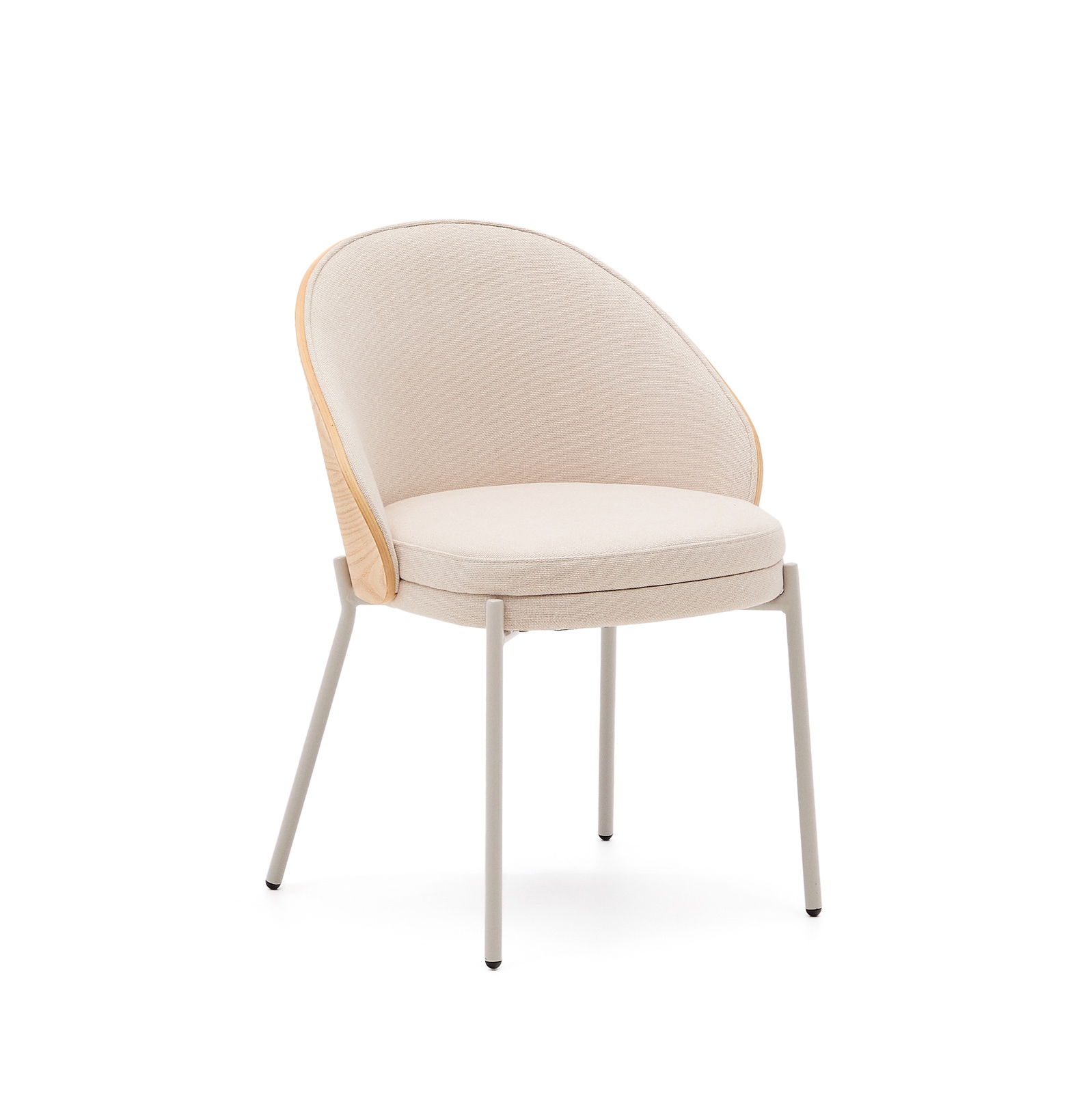 Spisebordsstol Kave Home Eamy Beige Chenille Askefiner Stålben H75xb55xd53 Cm