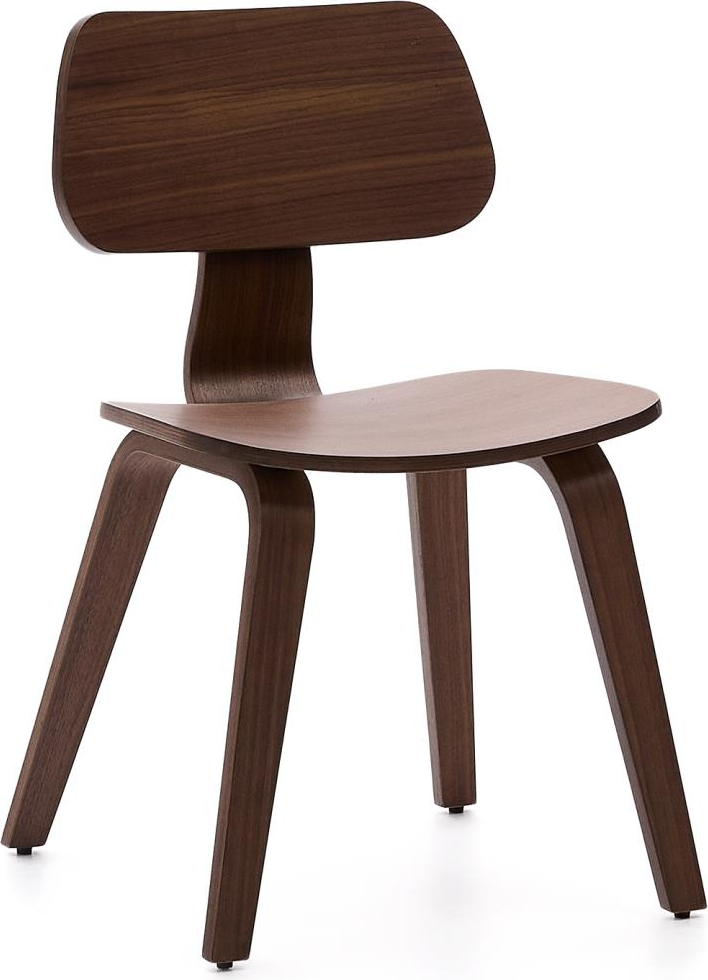 Spisebordsstol Kave Home Gena Mørkebrun Valnødfiner Gummitræ Nordisk Design H78ã B48 5ã D53   Cm
